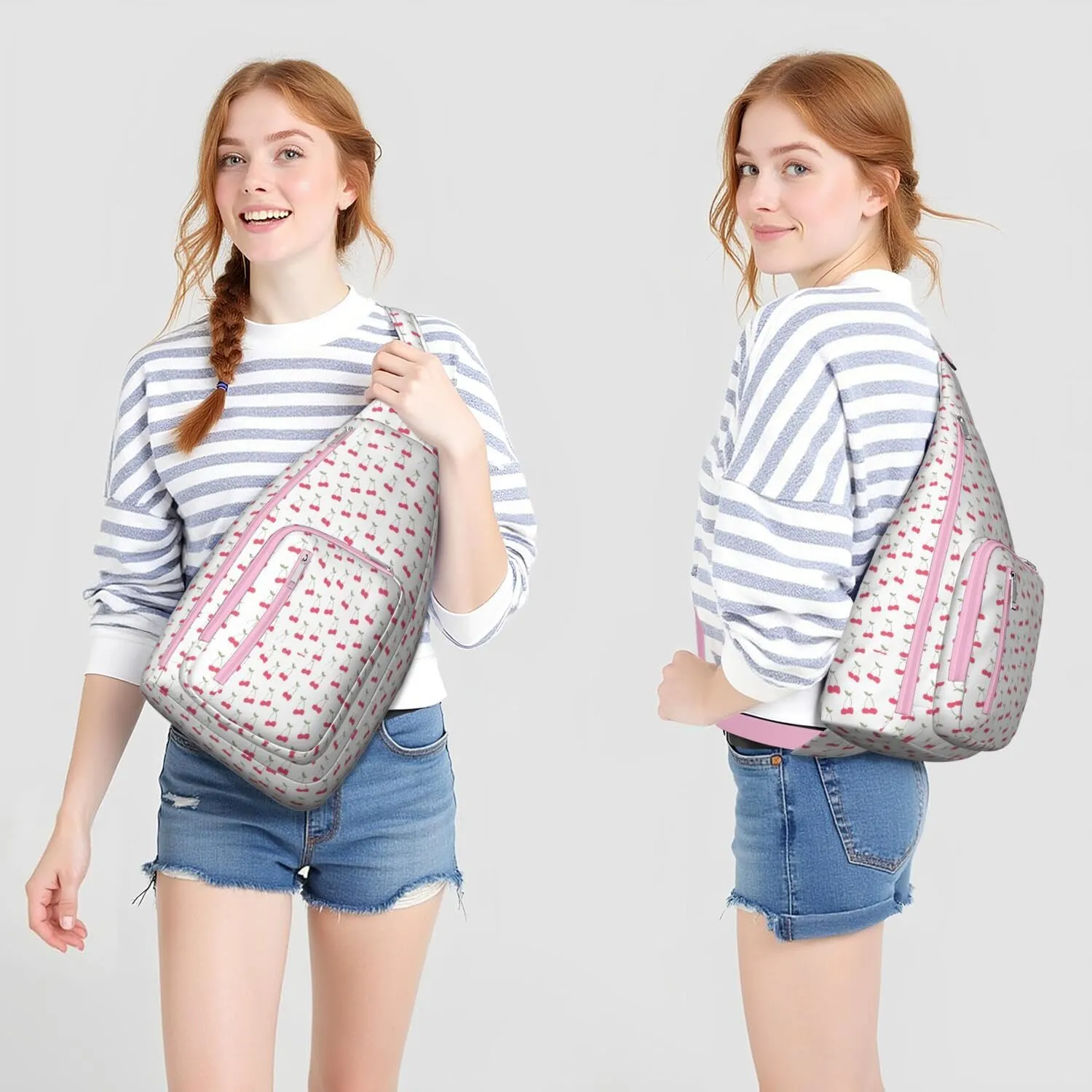 Shoulder Sling Crossbody Casual Chest Bag For Travel Sports Running,Backpack for Men & Women Lightweight Sports BagCrossbody Concealed Carry,Cherry Shoulder Bag Waterproof Chest Bag