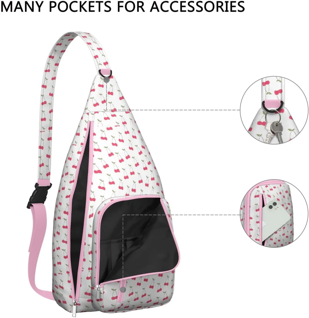 Shoulder Sling Crossbody Casual Chest Bag For Travel Sports Running,Backpack for Men & Women Lightweight Sports BagCrossbody Concealed Carry,Cherry Shoulder Bag Waterproof Chest Bag