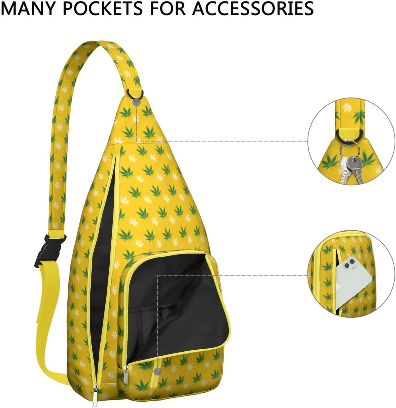 Shoulder Sling Crossbody Casual Chest Bag For Travel Sports Running,Backpack for Men & Women Lightweight Sports BagCrossbody Concealed Carry,Marijuana Leaf Shoulder Bag Waterproof Chest Bag
