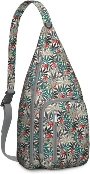 Shoulder Sling Crossbody Casual Chest Bag For Travel Sports Running,Backpack for Men & Women Lightweight Sports BagCrossbody Concealed Carry,Marijuana Leaf Shoulder Bag Waterproof Chest Bag