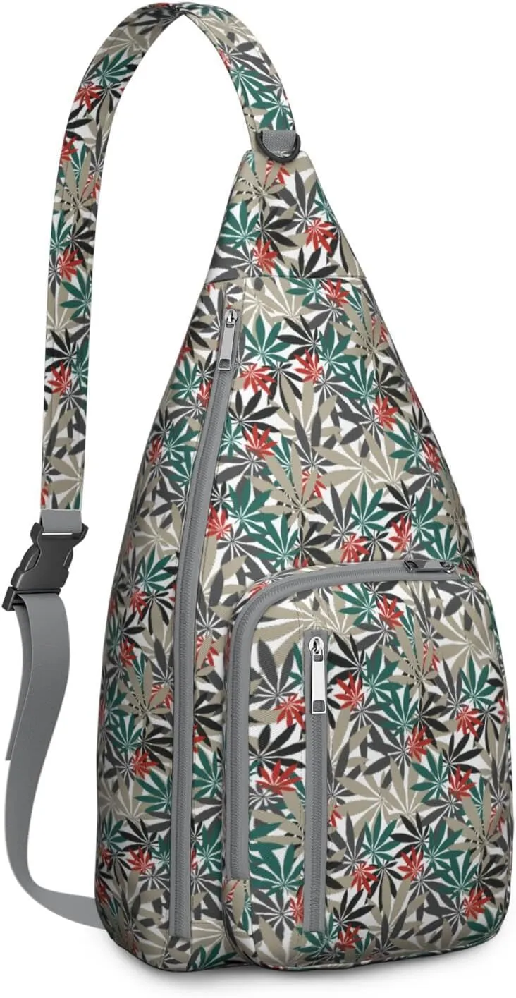Shoulder Sling Crossbody Casual Chest Bag For Travel Sports Running,Backpack for Men & Women Lightweight Sports BagCrossbody Concealed Carry,Marijuana Leaf Shoulder Bag Waterproof Chest Bag