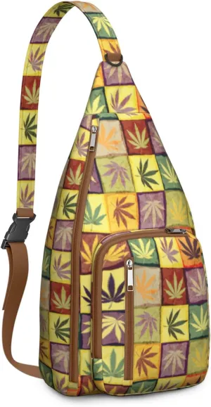 Shoulder Sling Crossbody Casual Chest Bag For Travel Sports Running,Backpack for Men & Women Lightweight Sports BagCrossbody Concealed Carry,Marijuana Leaf Shoulder Bag Waterproof Chest Bag
