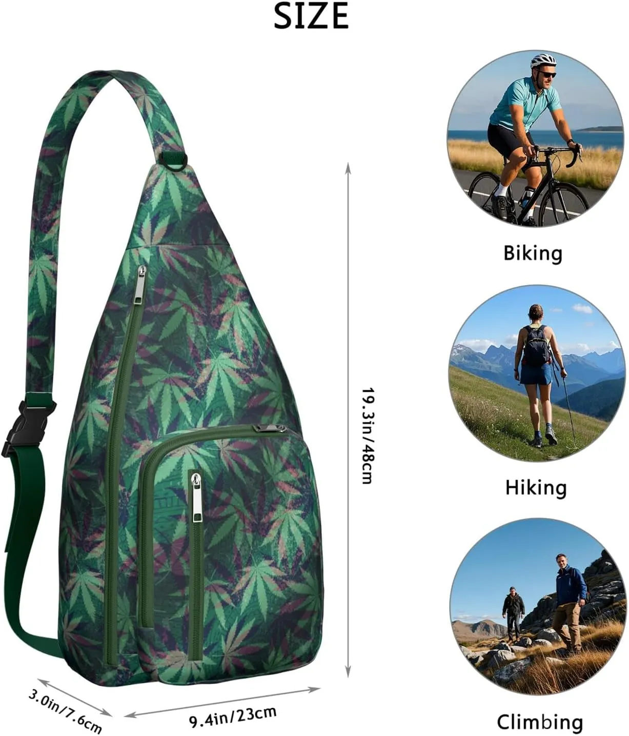 Shoulder Sling Crossbody Casual Chest Bag For Travel Sports Running,Backpack for Men & Women Lightweight Sports BagCrossbody Concealed Carry,Marijuana Leaf Shoulder Bag Waterproof Chest Bag