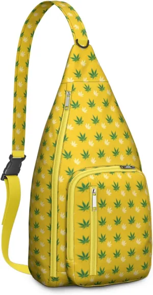 Shoulder Sling Crossbody Casual Chest Bag For Travel Sports Running,Backpack for Men & Women Lightweight Sports BagCrossbody Concealed Carry,Marijuana Leaf Shoulder Bag Waterproof Chest Bag