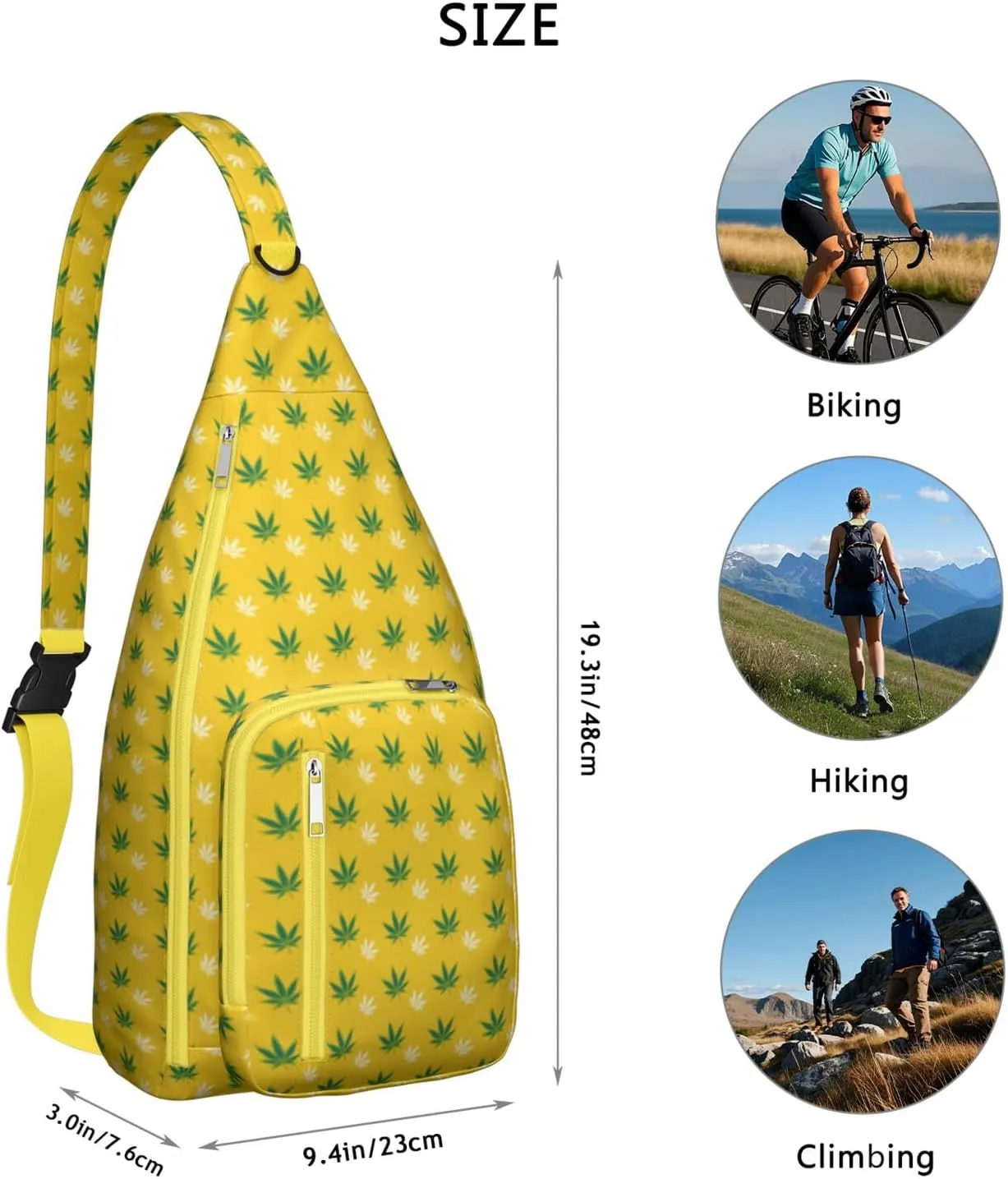 Shoulder Sling Crossbody Casual Chest Bag For Travel Sports Running,Backpack for Men & Women Lightweight Sports BagCrossbody Concealed Carry,Marijuana Leaf Shoulder Bag Waterproof Chest Bag