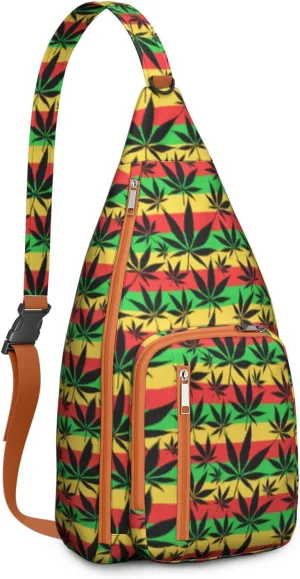 Shoulder Sling Crossbody Casual Chest Bag For Travel Sports Running,Backpack for Men & Women Lightweight Sports BagCrossbody Concealed Carry,Marijuana Leaf Shoulder Bag Waterproof Chest Bag