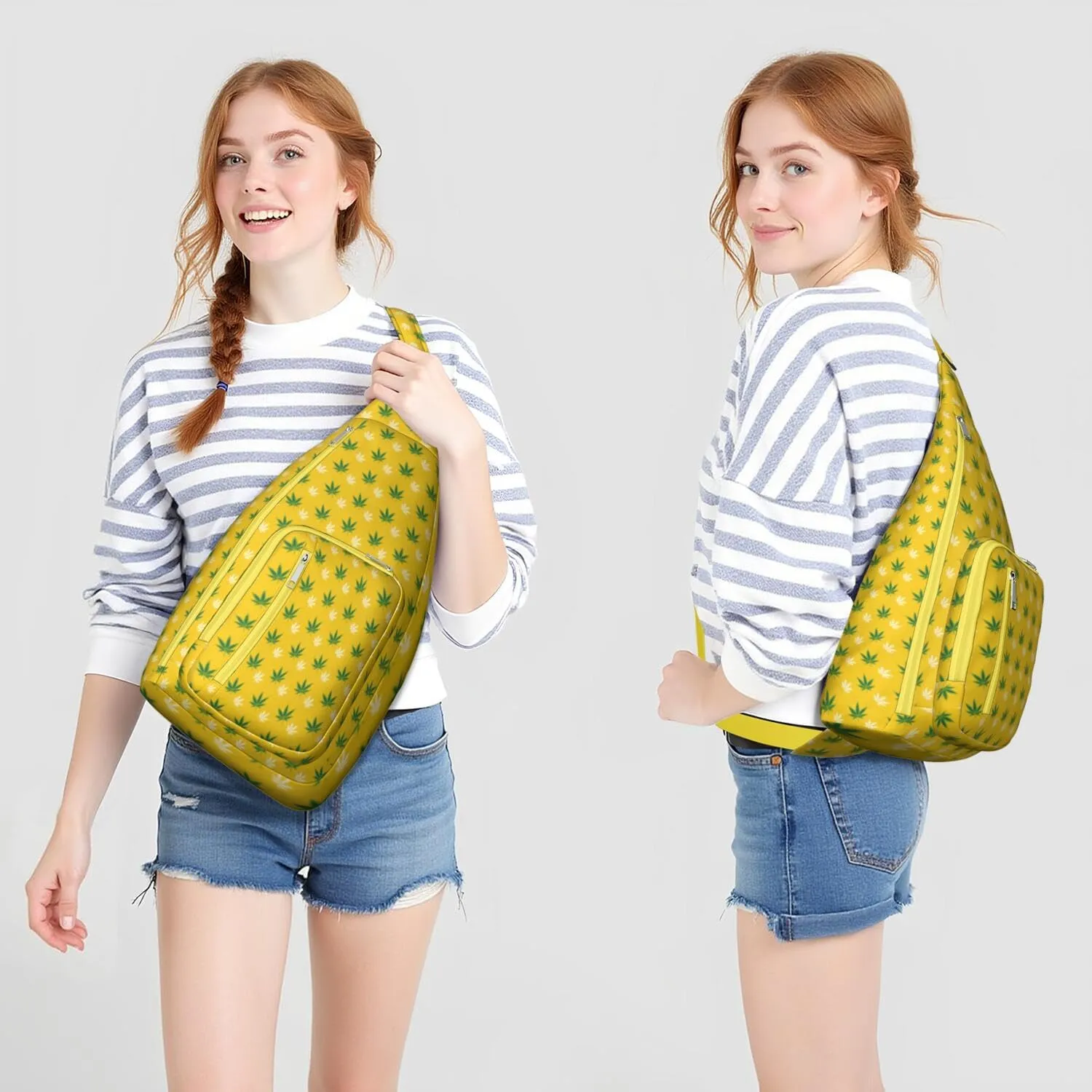 Shoulder Sling Crossbody Casual Chest Bag For Travel Sports Running,Backpack for Men & Women Lightweight Sports BagCrossbody Concealed Carry,Marijuana Leaf Shoulder Bag Waterproof Chest Bag