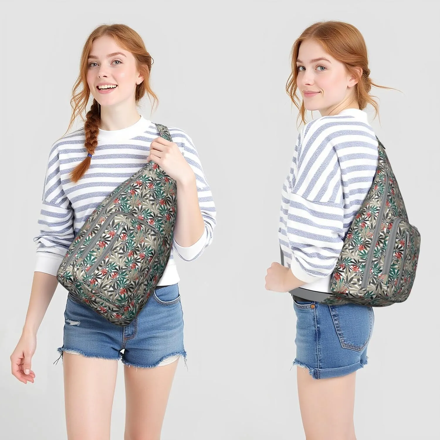 Shoulder Sling Crossbody Casual Chest Bag For Travel Sports Running,Backpack for Men & Women Lightweight Sports BagCrossbody Concealed Carry,Marijuana Leaf Shoulder Bag Waterproof Chest Bag