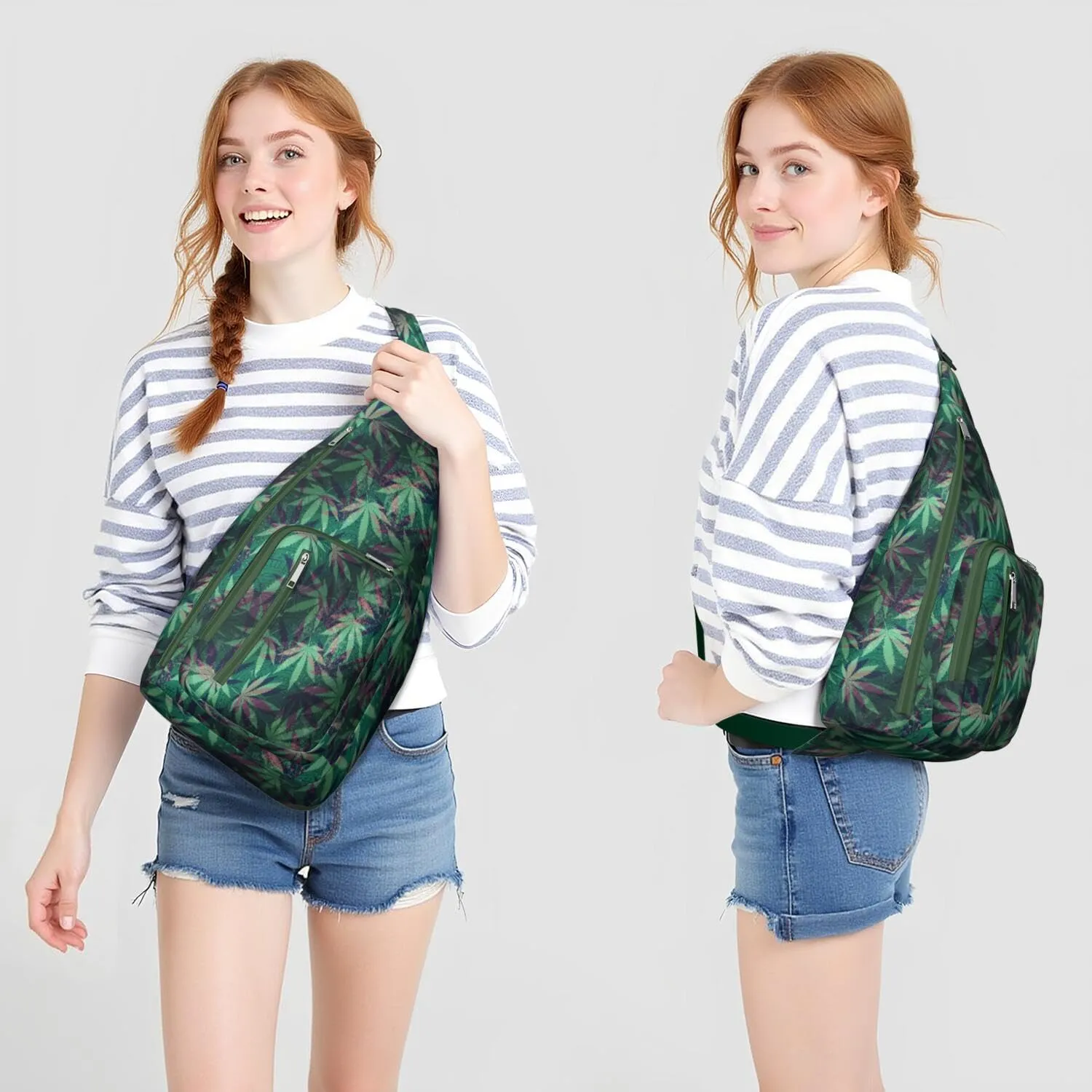 Shoulder Sling Crossbody Casual Chest Bag For Travel Sports Running,Backpack for Men & Women Lightweight Sports BagCrossbody Concealed Carry,Marijuana Leaf Shoulder Bag Waterproof Chest Bag
