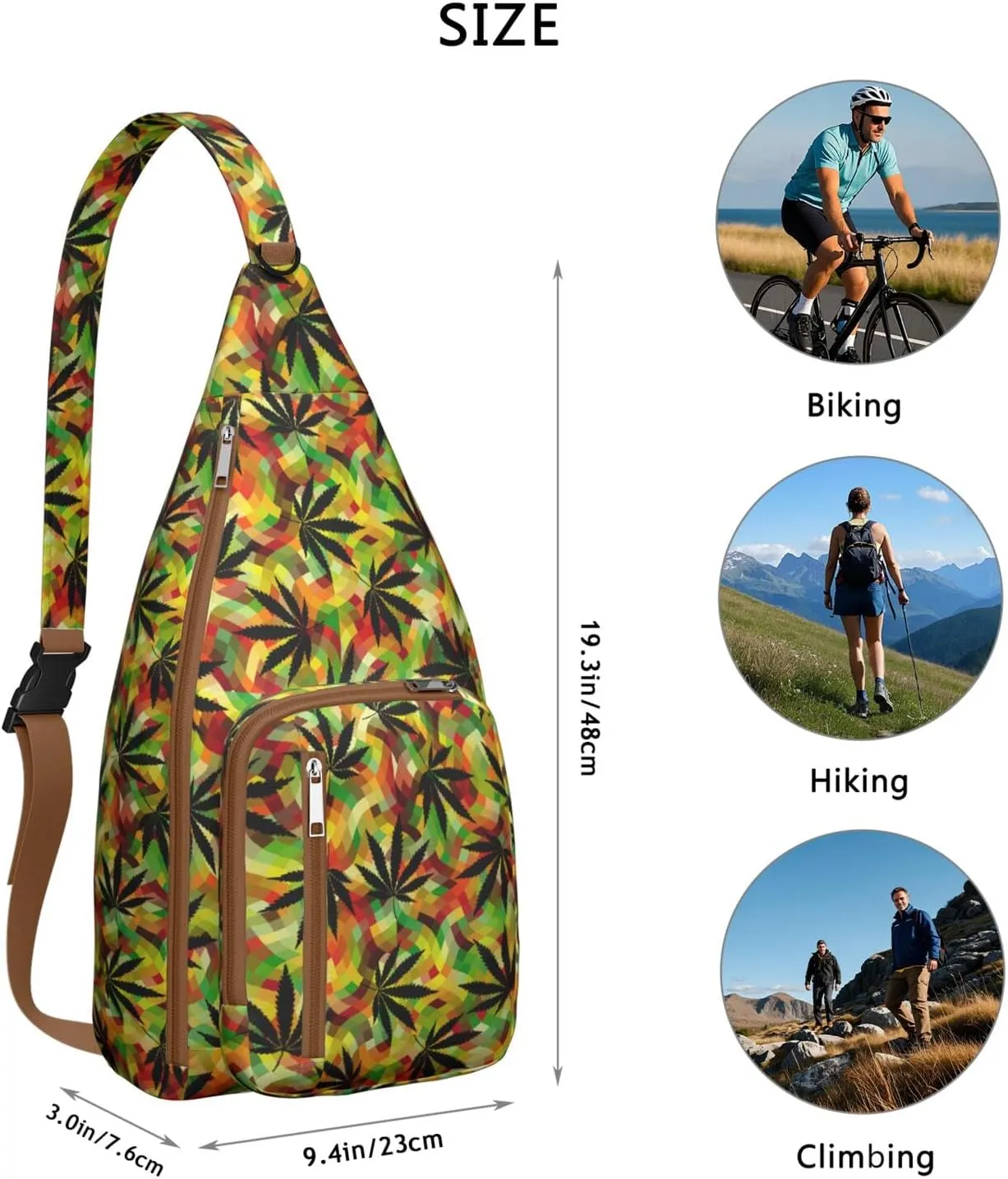 Shoulder Sling Crossbody Casual Chest Bag For Travel Sports Running,Backpack for Men & Women Lightweight Sports BagCrossbody Concealed Carry,Marijuana Leaf Shoulder Bag Waterproof Chest Bag