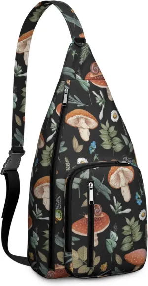 Shoulder Sling Crossbody Casual Chest Bag For Travel Sports Running,Backpack for Men & Women Lightweight Sports BagCrossbody Concealed Carry,Mushroom Shoulder Bag Waterproof Chest Bag