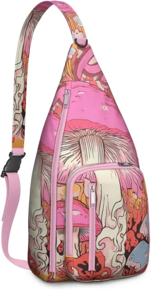 Shoulder Sling Crossbody Casual Chest Bag For Travel Sports Running,Backpack for Men & Women Lightweight Sports BagCrossbody Concealed Carry,Mushroom Shoulder Bag Waterproof Chest Bag