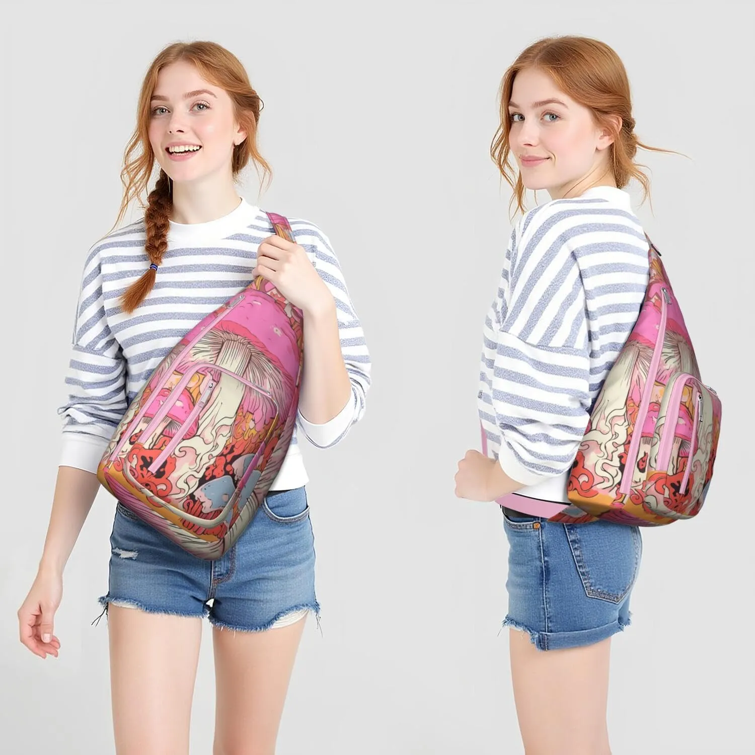 Shoulder Sling Crossbody Casual Chest Bag For Travel Sports Running,Backpack for Men & Women Lightweight Sports BagCrossbody Concealed Carry,Mushroom Shoulder Bag Waterproof Chest Bag