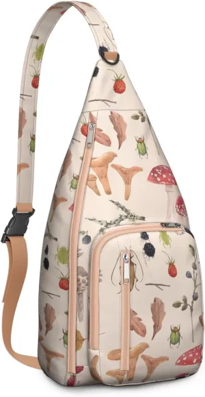 Shoulder Sling Crossbody Casual Chest Bag For Travel Sports Running,Backpack for Men & Women Lightweight Sports BagCrossbody Concealed Carry,Mushroom Shoulder Bag Waterproof Chest Bag