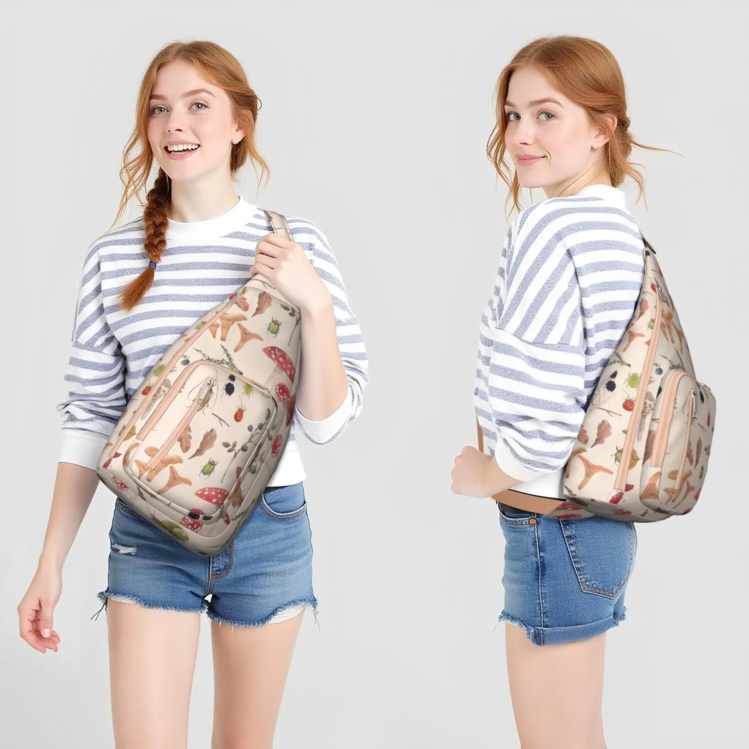 Shoulder Sling Crossbody Casual Chest Bag For Travel Sports Running,Backpack for Men & Women Lightweight Sports BagCrossbody Concealed Carry,Mushroom Shoulder Bag Waterproof Chest Bag
