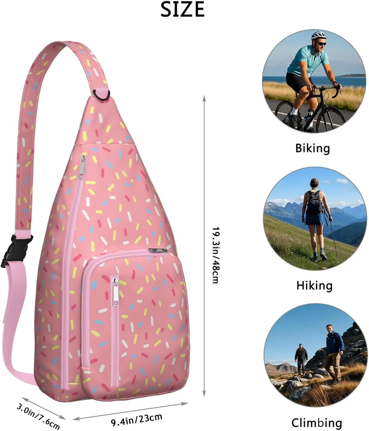 Shoulder Sling Crossbody Casual Chest Bag For Travel Sports Running,Backpack for Men & Women Lightweight Sports BagCrossbody Concealed Carry,Polka Shoulder Bag Waterproof Chest Bag