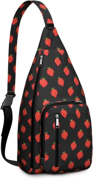 Shoulder Sling Crossbody Casual Chest Bag For Travel Sports Running,Backpack for Men & Women Lightweight Sports BagCrossbody Concealed Carry,Strawberry Shoulder Bag Waterproof Chest Bag