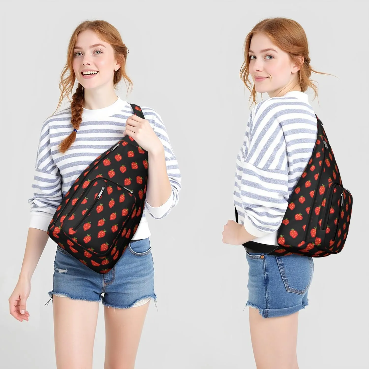 Shoulder Sling Crossbody Casual Chest Bag For Travel Sports Running,Backpack for Men & Women Lightweight Sports BagCrossbody Concealed Carry,Strawberry Shoulder Bag Waterproof Chest Bag