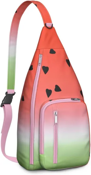 Shoulder Sling Crossbody Casual Chest Bag For Travel Sports Running,Backpack for Men & Women Lightweight Sports BagCrossbody Concealed Carry,Watermelon Shoulder Bag Waterproof Chest Bag