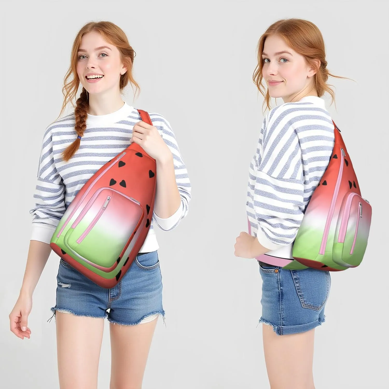 Shoulder Sling Crossbody Casual Chest Bag For Travel Sports Running,Backpack for Men & Women Lightweight Sports BagCrossbody Concealed Carry,Watermelon Shoulder Bag Waterproof Chest Bag