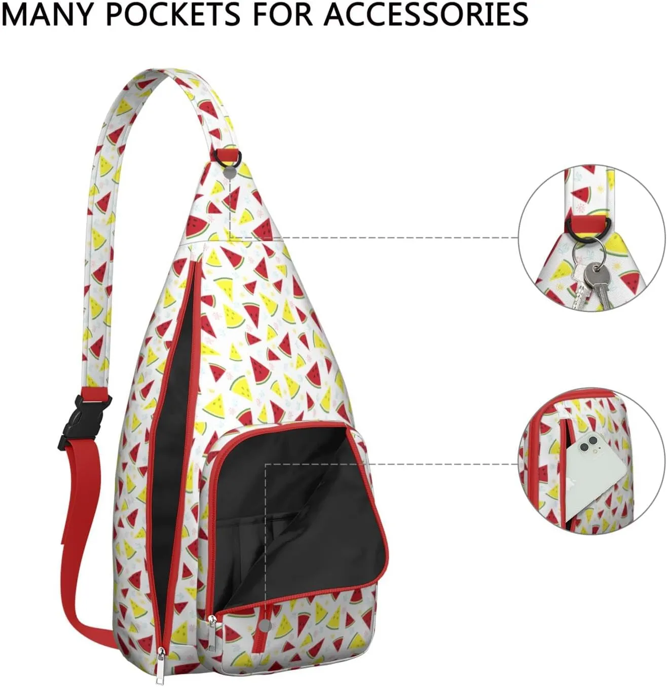 Shoulder Sling Crossbody Casual Chest Bag For Travel Sports Running,Backpack for Men & Women Lightweight Sports BagCrossbody Concealed Carry,Watermelon Shoulder Bag Waterproof Chest Bag