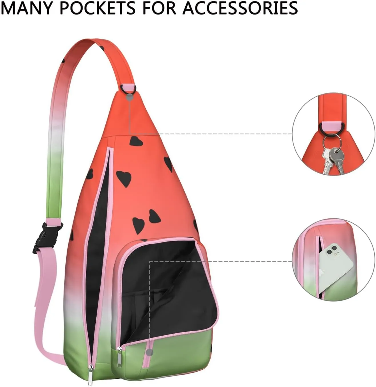 Shoulder Sling Crossbody Casual Chest Bag For Travel Sports Running,Backpack for Men & Women Lightweight Sports BagCrossbody Concealed Carry,Watermelon Shoulder Bag Waterproof Chest Bag
