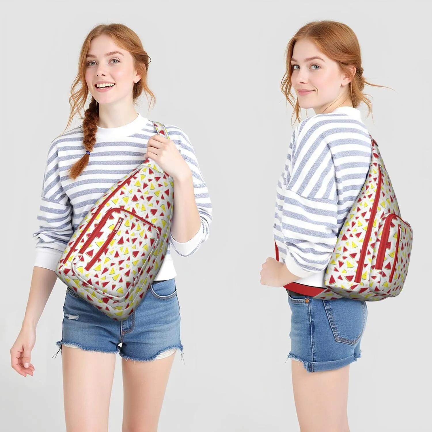 Shoulder Sling Crossbody Casual Chest Bag For Travel Sports Running,Backpack for Men & Women Lightweight Sports BagCrossbody Concealed Carry,Watermelon Shoulder Bag Waterproof Chest Bag