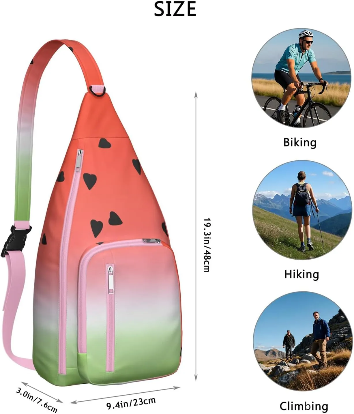 Shoulder Sling Crossbody Casual Chest Bag For Travel Sports Running,Backpack for Men & Women Lightweight Sports BagCrossbody Concealed Carry,Watermelon Shoulder Bag Waterproof Chest Bag