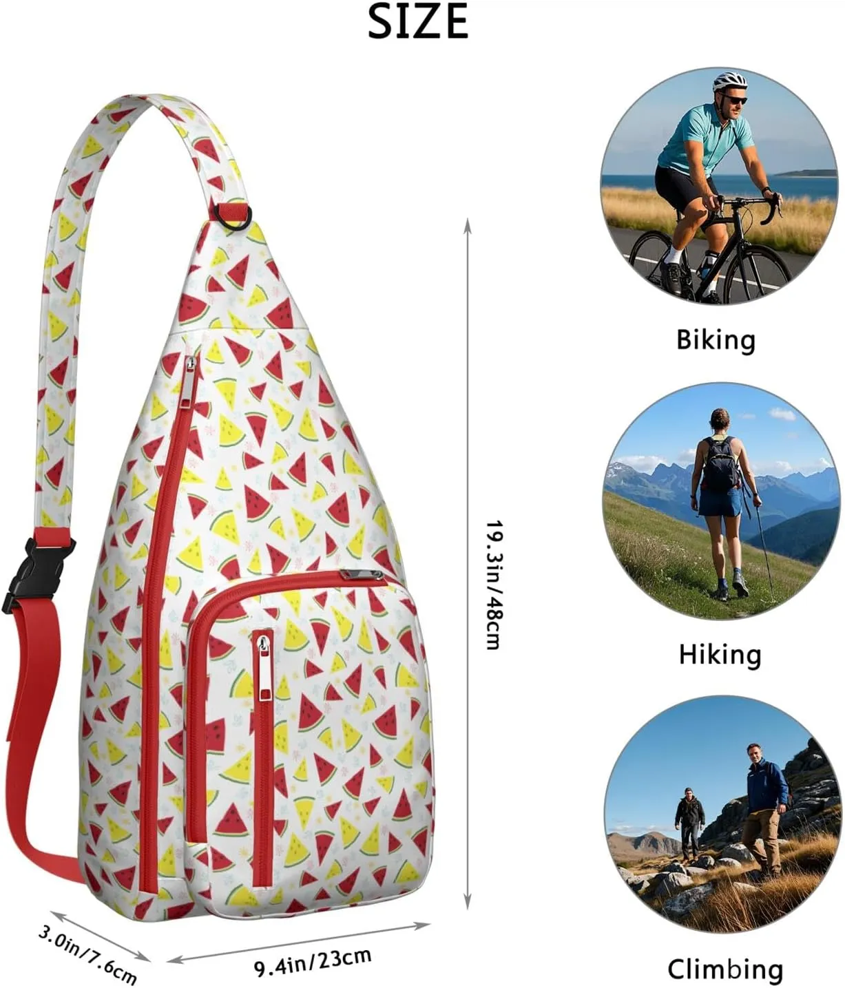 Shoulder Sling Crossbody Casual Chest Bag For Travel Sports Running,Backpack for Men & Women Lightweight Sports BagCrossbody Concealed Carry,Watermelon Shoulder Bag Waterproof Chest Bag
