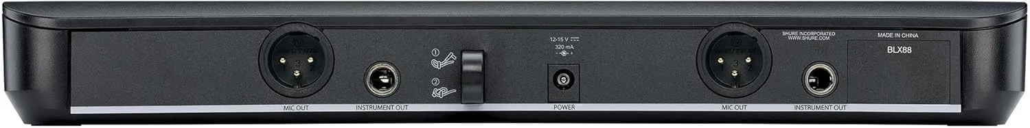 Shure BLX1288/P31 Wireless Microphone System - 14-Hour Battery Life, 300 ft Range, UHF | Includes Handheld & Headset Mics, Dual Channel Receiver | H10 Band (BLX1288/P31-H10)