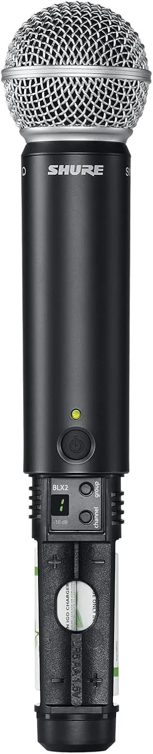 Shure BLX24/SM58 Wireless Microphone System - 14-Hour Battery Life, 300 ft Range, UHF | Includes SM58 Handheld Vocal Mic, Single Channel Receiver | H11 Band (BLX24/SM58-H11)