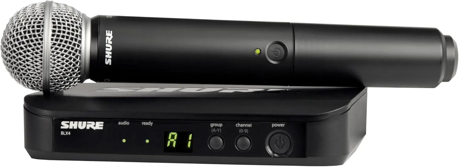 Shure BLX24/SM58 Wireless Microphone System - 14-Hour Battery Life, 300 ft Range, UHF | Includes SM58 Handheld Vocal Mic, Single Channel Receiver | H11 Band (BLX24/SM58-H11)