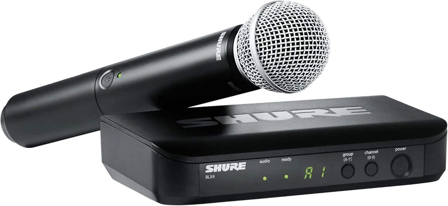 Shure BLX24/SM58 Wireless Microphone System - 14-Hour Battery Life, 300 ft Range, UHF | Includes SM58 Handheld Vocal Mic, Single Channel Receiver | H11 Band (BLX24/SM58-H11)