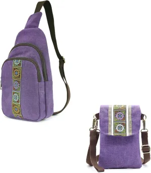 SILKAREA Canvas Small Crossbody bags Sling Backpack Purse for Women Travel Chest Bag Crossbody Backpack Shoulder Bag