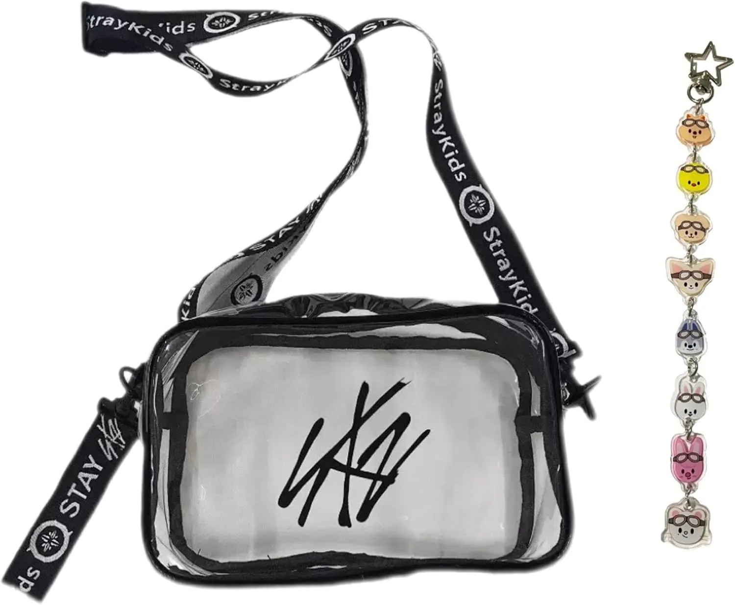 SK Lightstick Storage Bag Compatible with Stray Kids Lightstick Ver1/2, SK Merchandise Cross Body Transparent PVC Shoulder Bag Handbag STRAY Gifts