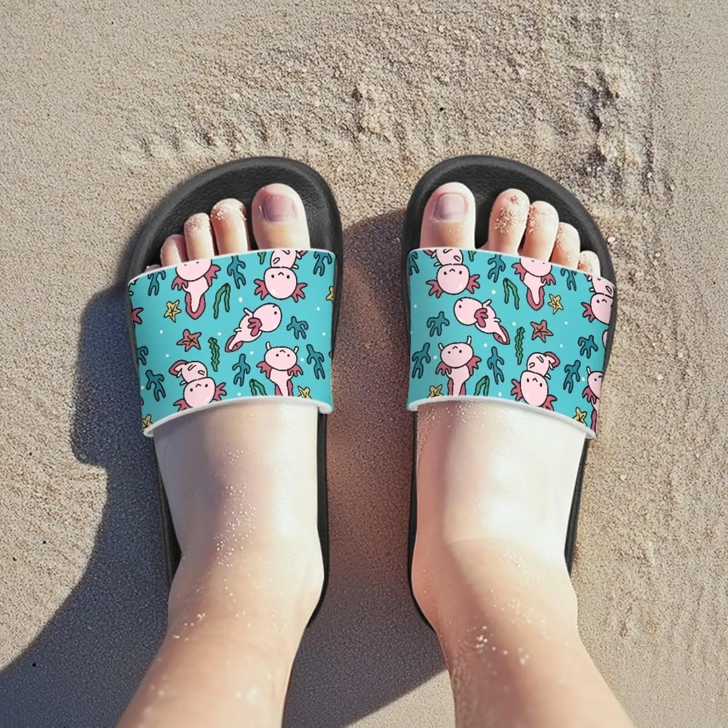 Slide Sandals Non-Slip Youth Pool Shower Shoes Open Toe Design Thick Sole Living Room Sandals