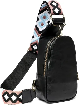 Sling Bag for Women Chest Bag Small Crossbody Bag PU Leather Satchel Daypack Shoulder Backpack for Traveling Hiking