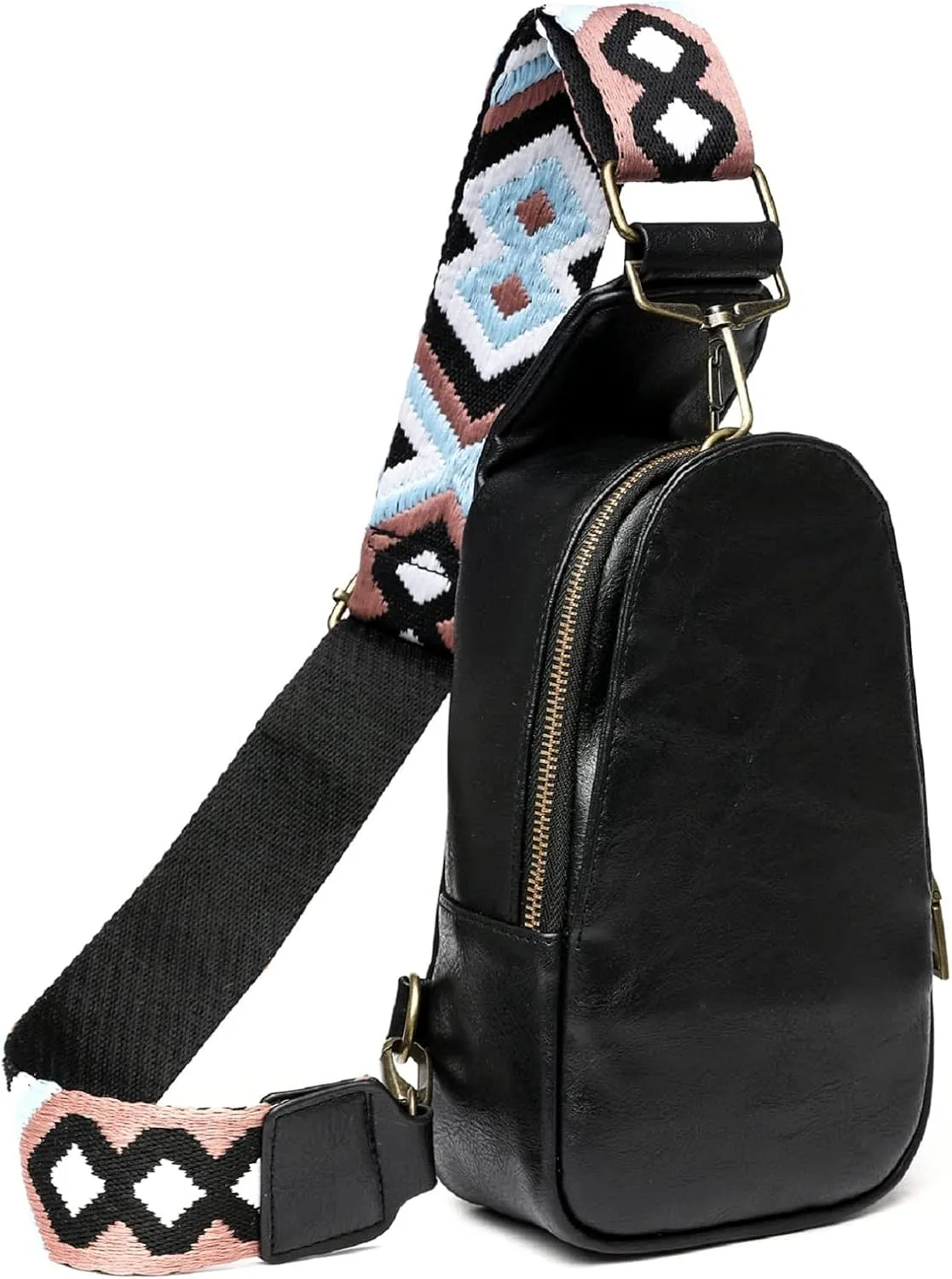 Sling Bag for Women Chest Bag Small Crossbody Bag PU Leather Satchel Daypack Shoulder Backpack for Traveling Hiking