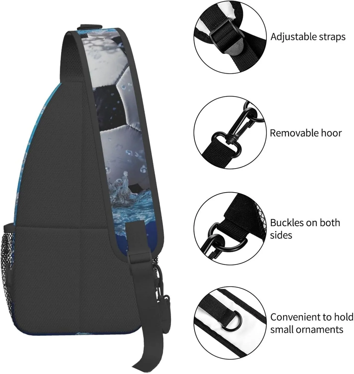 Sling Bag for Women Men Crossbody Bag Sling Backpack Soccer Ball Water Cross Body Bag Adjustable Chest Bag