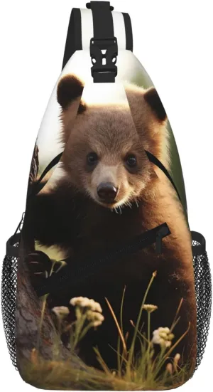 Sling Bag For Women Men Travel Hiking Backpack Crossbody Shoulder Chest Bags Cute Baby Bear Casual Daypack