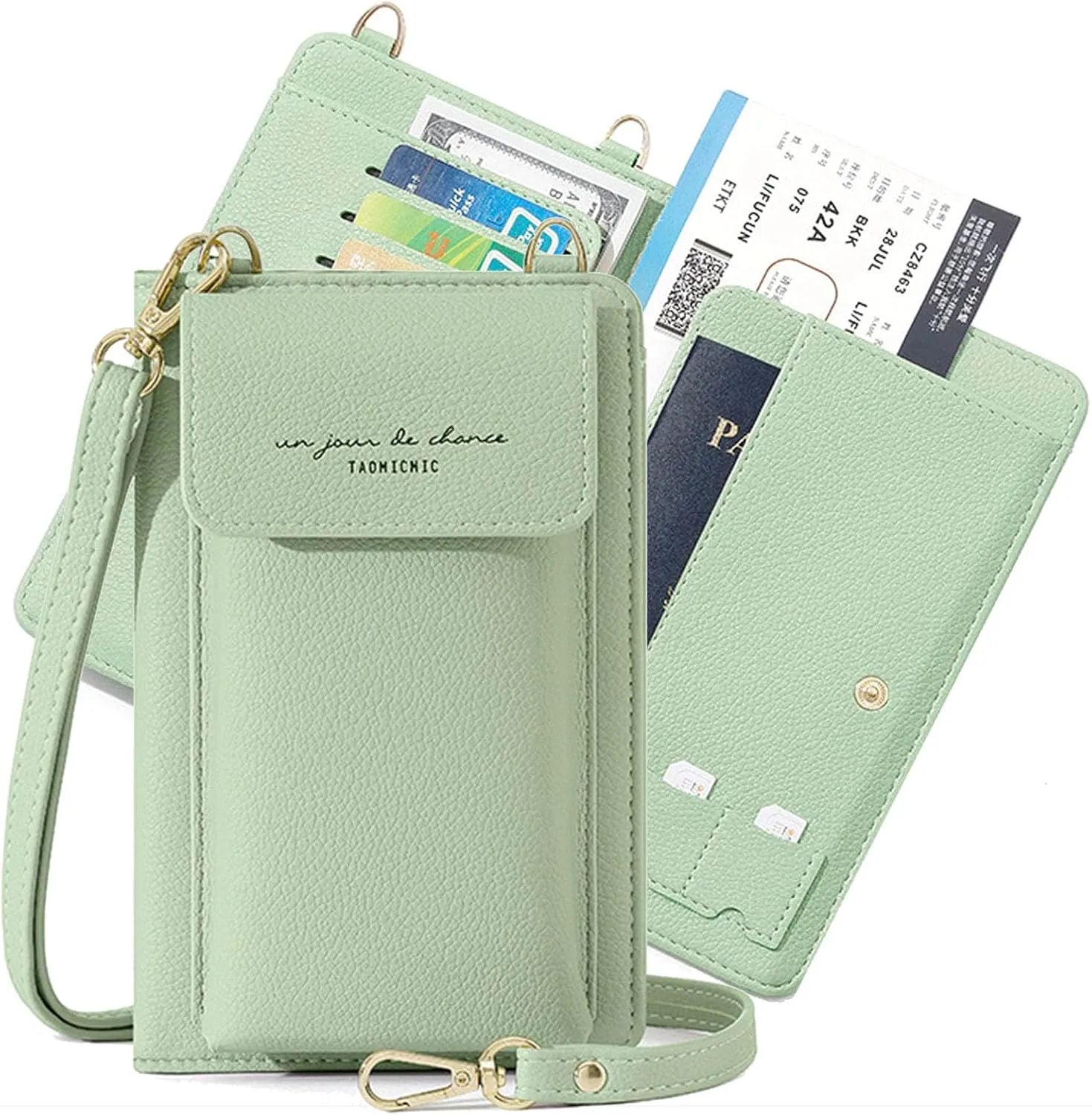 Small Crossbody Bag Purse Wallet for Women, Mulit-purpose RFID Blocking Card Passport Holder Combo Travel Essentials Cover