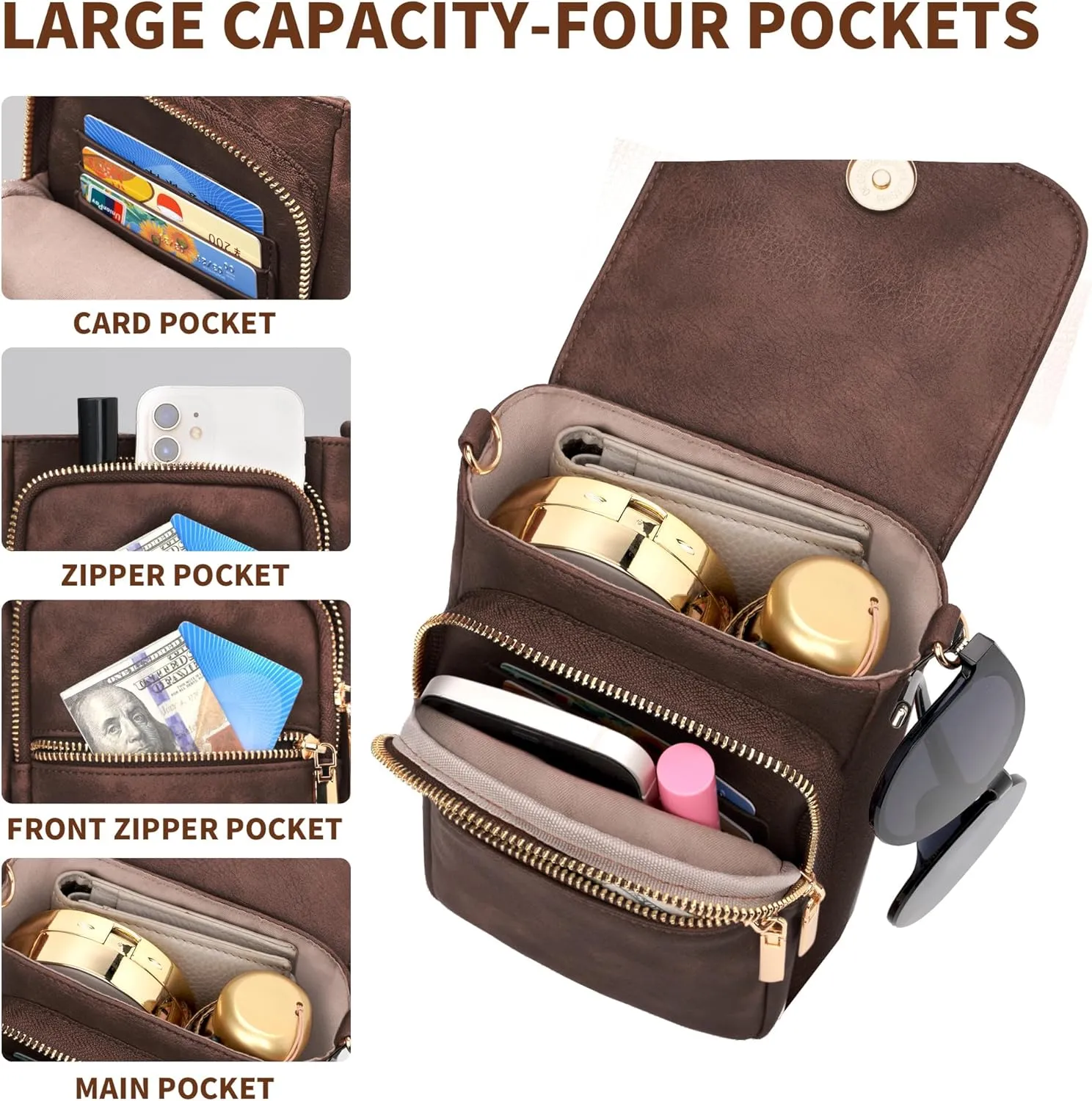 Small Crossbody Bags for Women, Cell Phone Wallet Purses with Card Slots and Adjustable Strap for Travel Casual