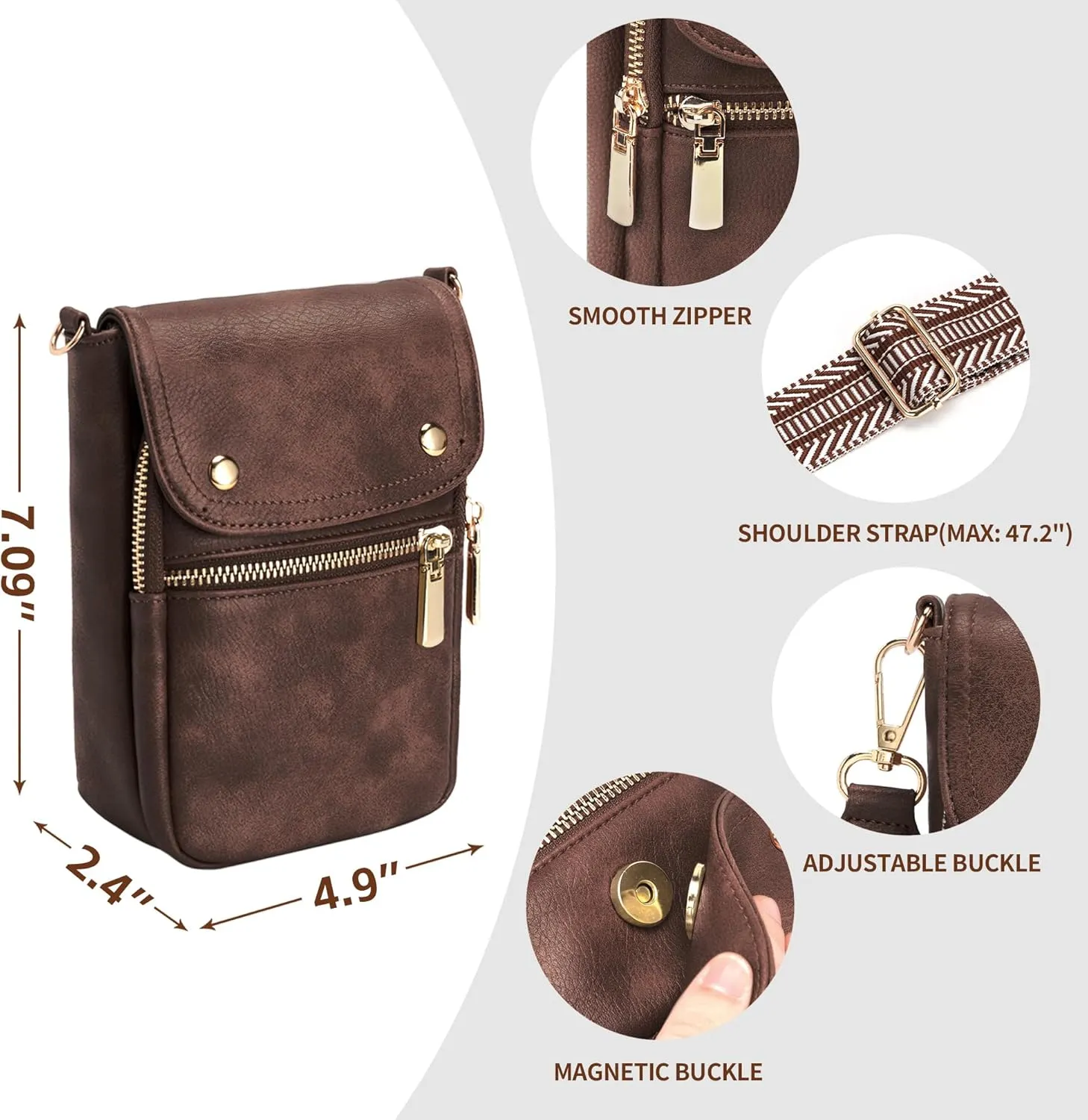 Small Crossbody Bags for Women, Cell Phone Wallet Purses with Card Slots and Adjustable Strap for Travel Casual