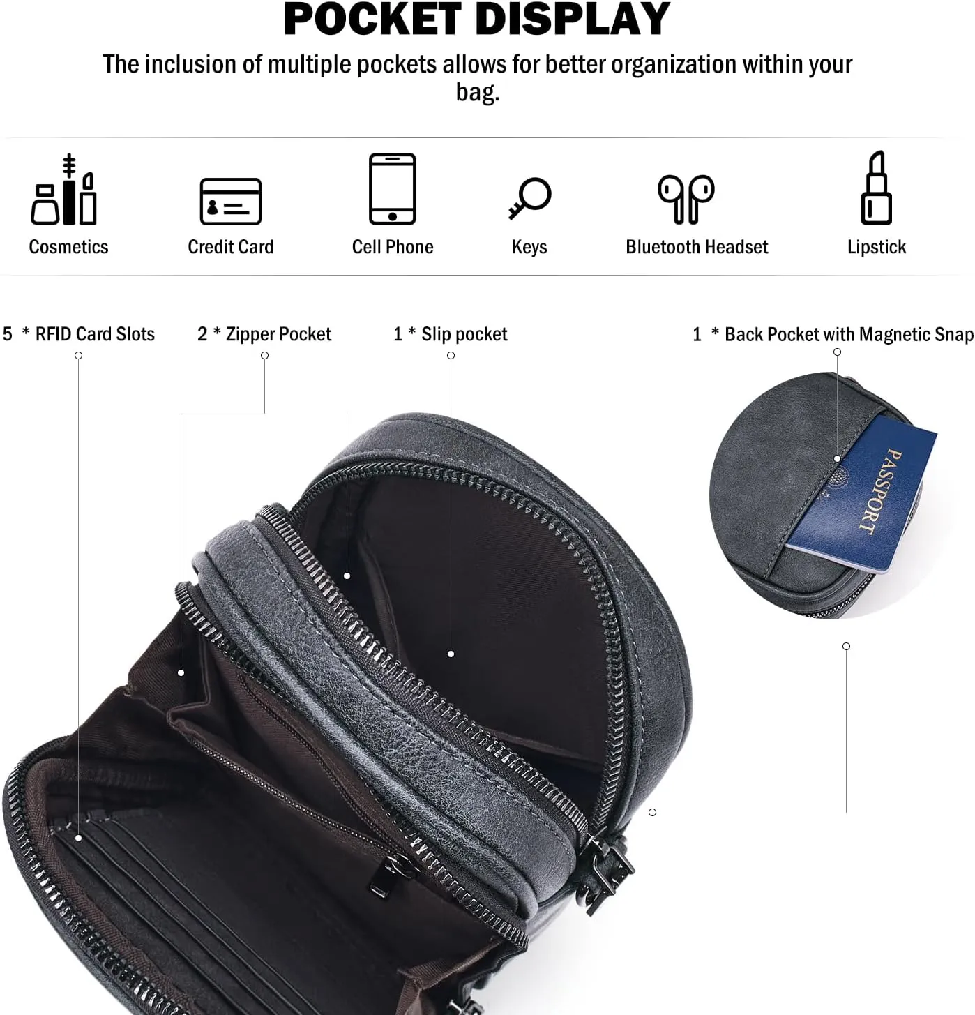 Small Crossbody Bags for Women Trendy,Vegan Leather Cell Phone Purse Crossbody Handbag Purse with Built in Wallet