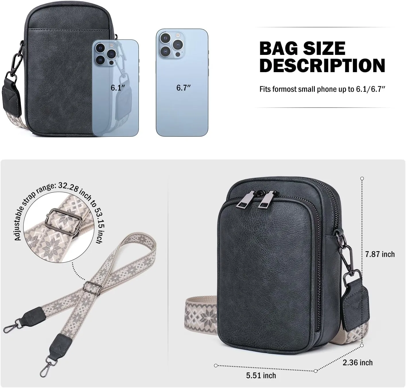 Small Crossbody Bags for Women Trendy,Vegan Leather Cell Phone Purse Crossbody Handbag Purse with Built in Wallet