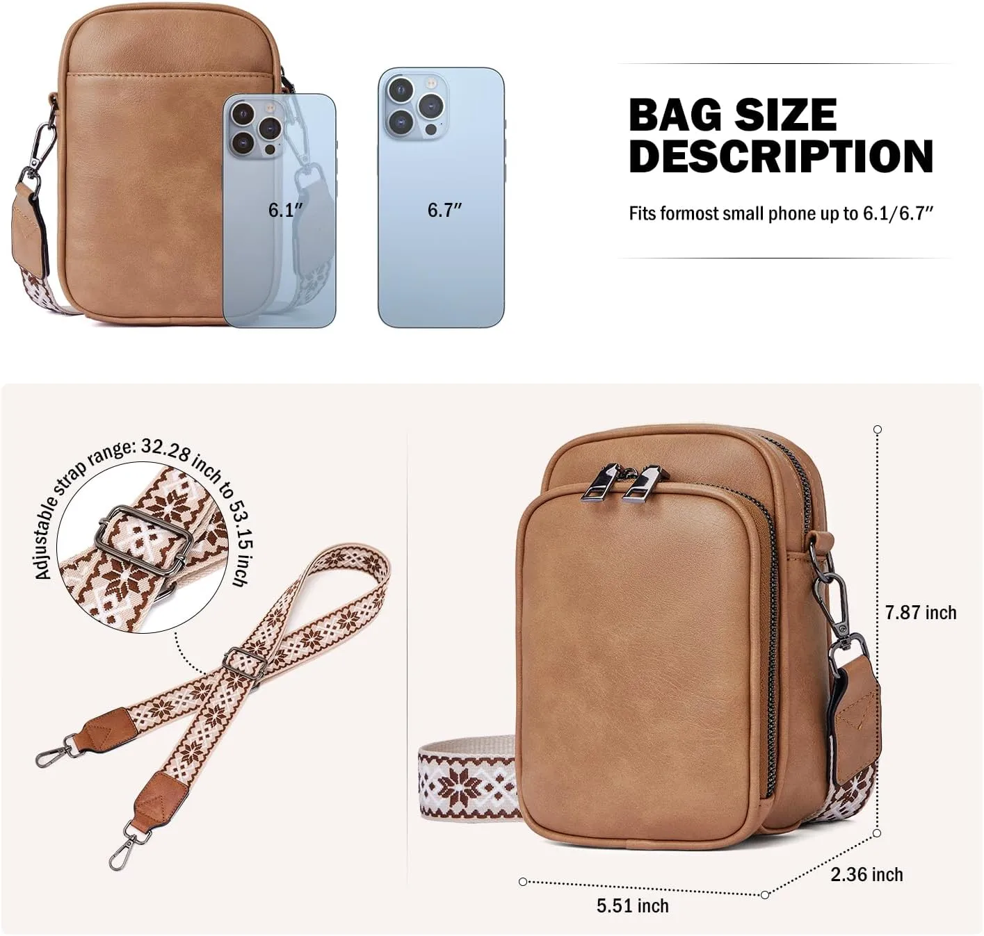 Small Crossbody Bags for Women Trendy,Vegan Leather Cell Phone Purse Crossbody Handbag Purse with Built in Wallet