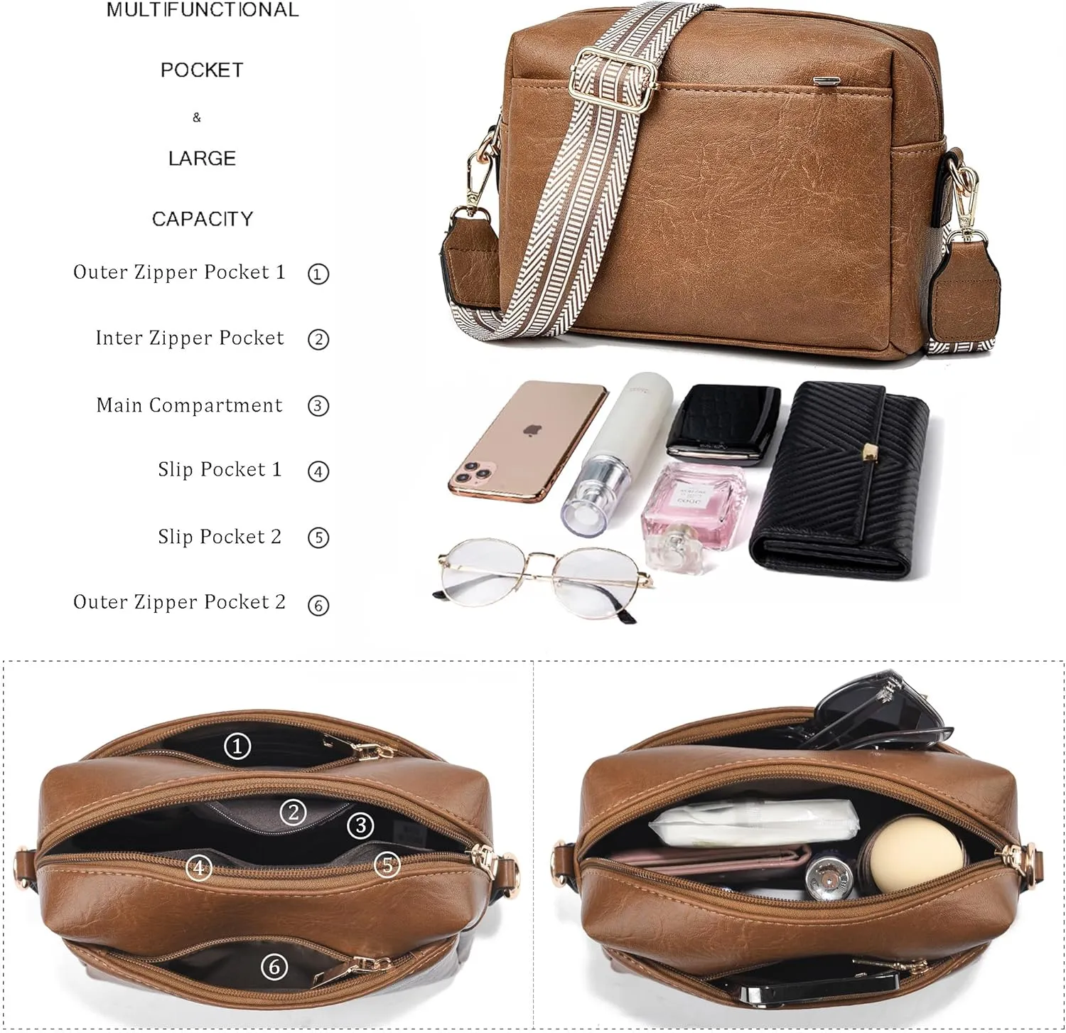 Small Crossbody Bags for Women Vegan Leather Purses Women's Shoulder Handbags Wallet Satchel Cross Body Purse