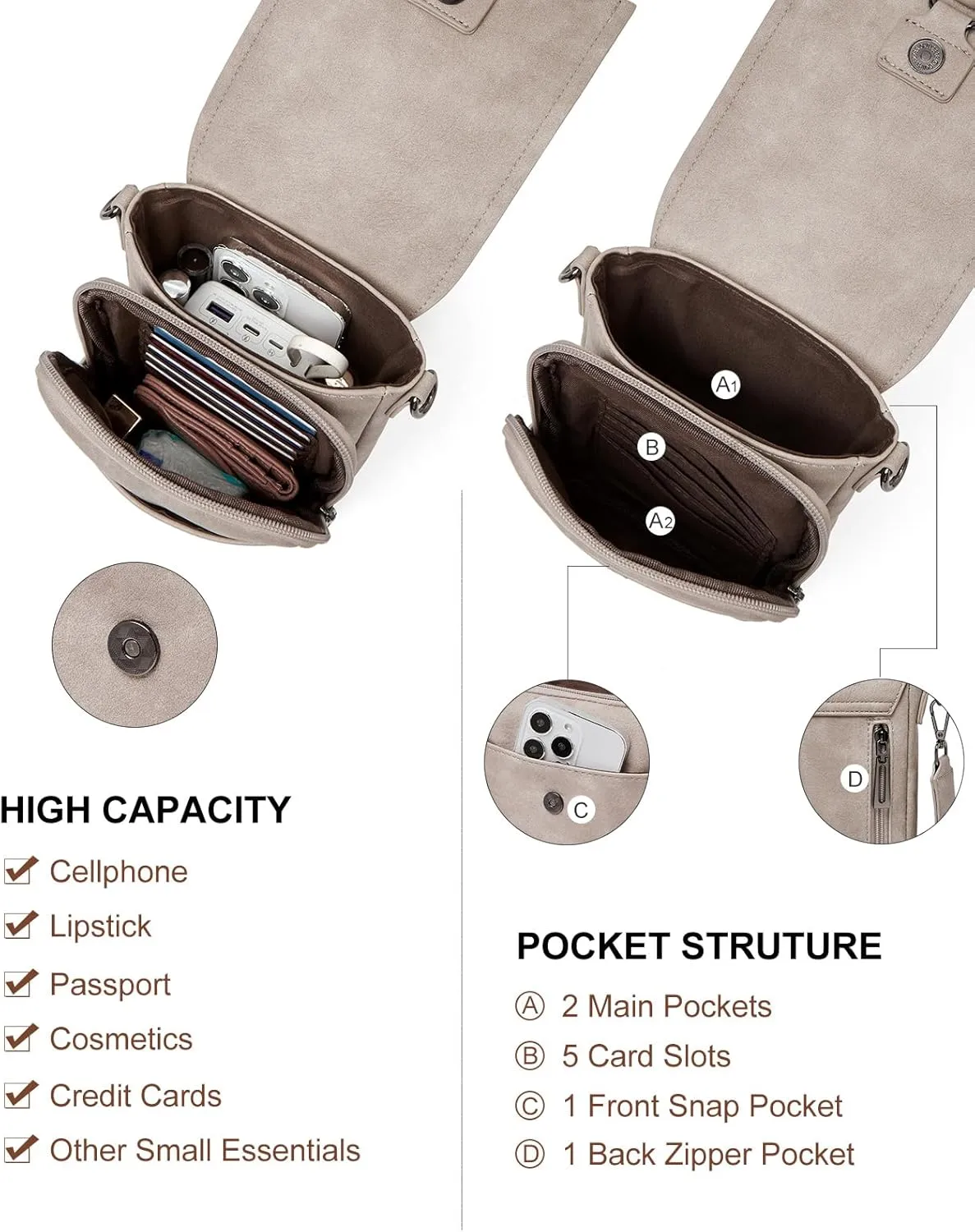 Small Crossbody Bags for women,Soft Leather Cell Phone Purse Lightweight,Little Crossbody Purses Women Trendy with Card slots