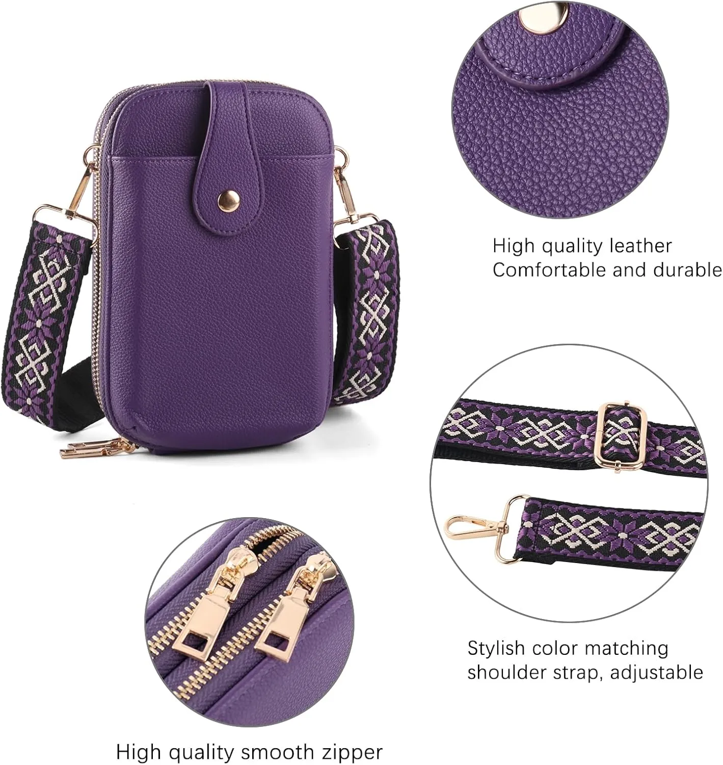 Small Crossbody Cell Phone Bag for Women, Mini Crossbody Wallet Phone Shoulder Handbag Purse with Credit Card Slots