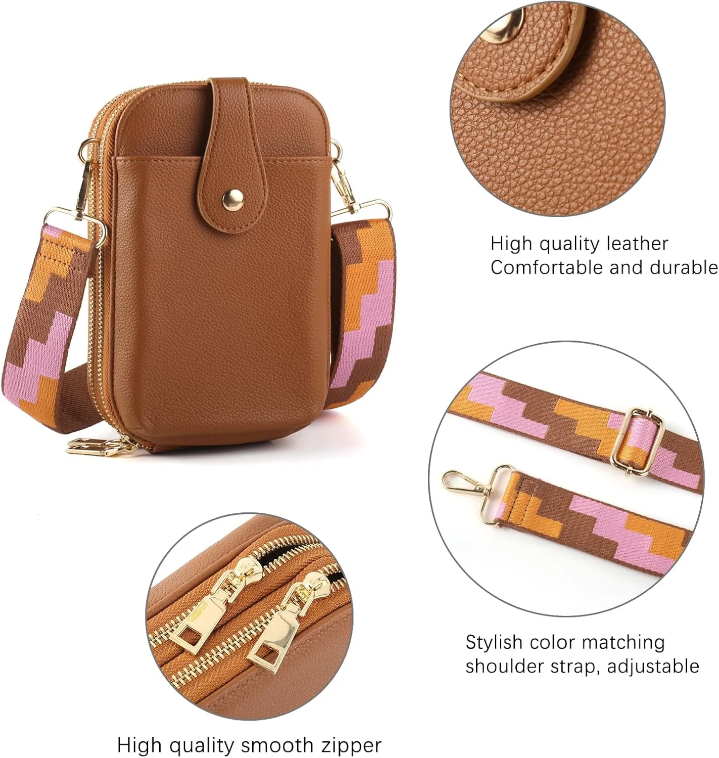 Small Crossbody Cell Phone Bag for Women, Mini Crossbody Wallet Phone Shoulder Handbag Purse with Credit Card Slots